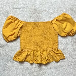 Iris Mustard Off-Shoulder Smocked Blouse
